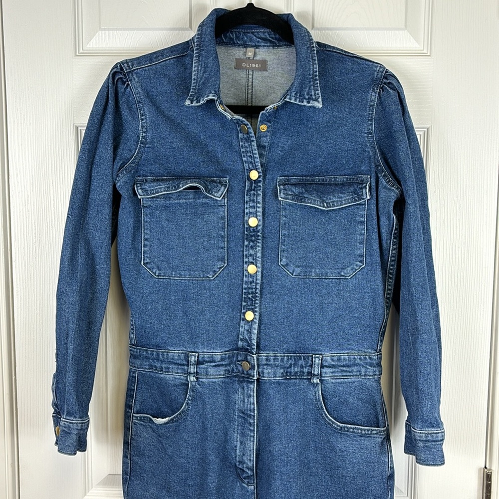 DL1961 Freja long sleeve denim utility jumpsuit in Tripoli sz med - Picture 4 of 13